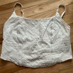 Kirious Los Angeles White Eyelet Camisole Top Lace Up Back